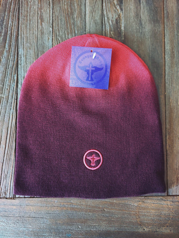 Gorro Marron y fusha  Beanie Eggplant Dip Dye